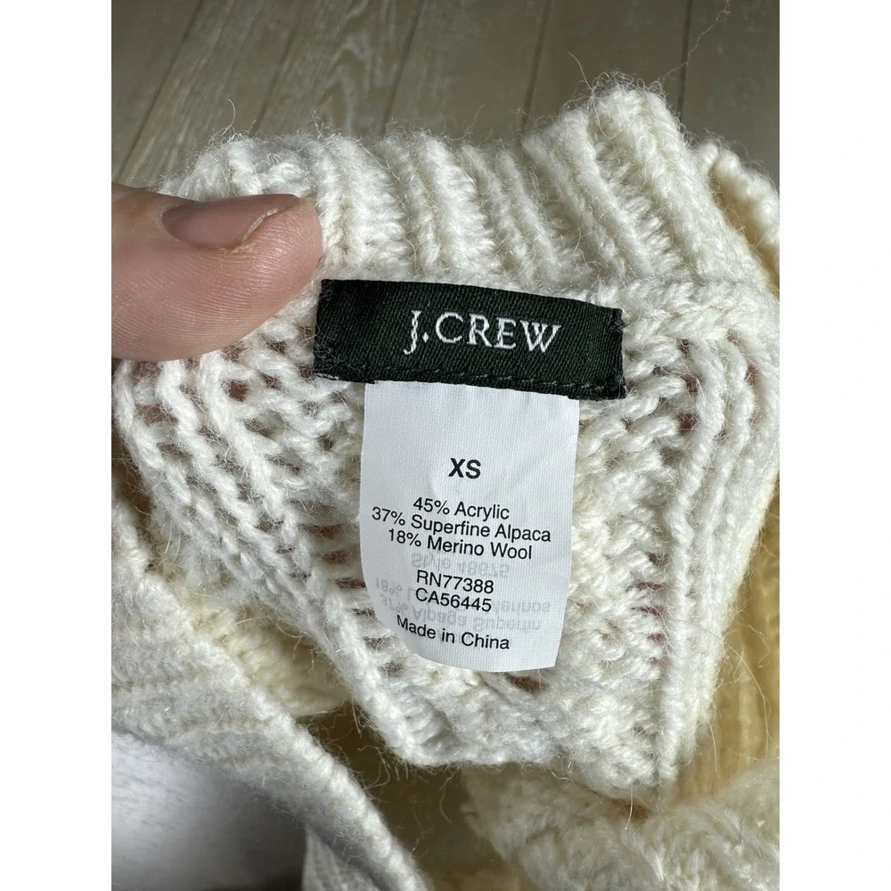 J Crew Sweater Womens Size XS Beige Wool Angora Cable Knit Fisherman‎ Casual